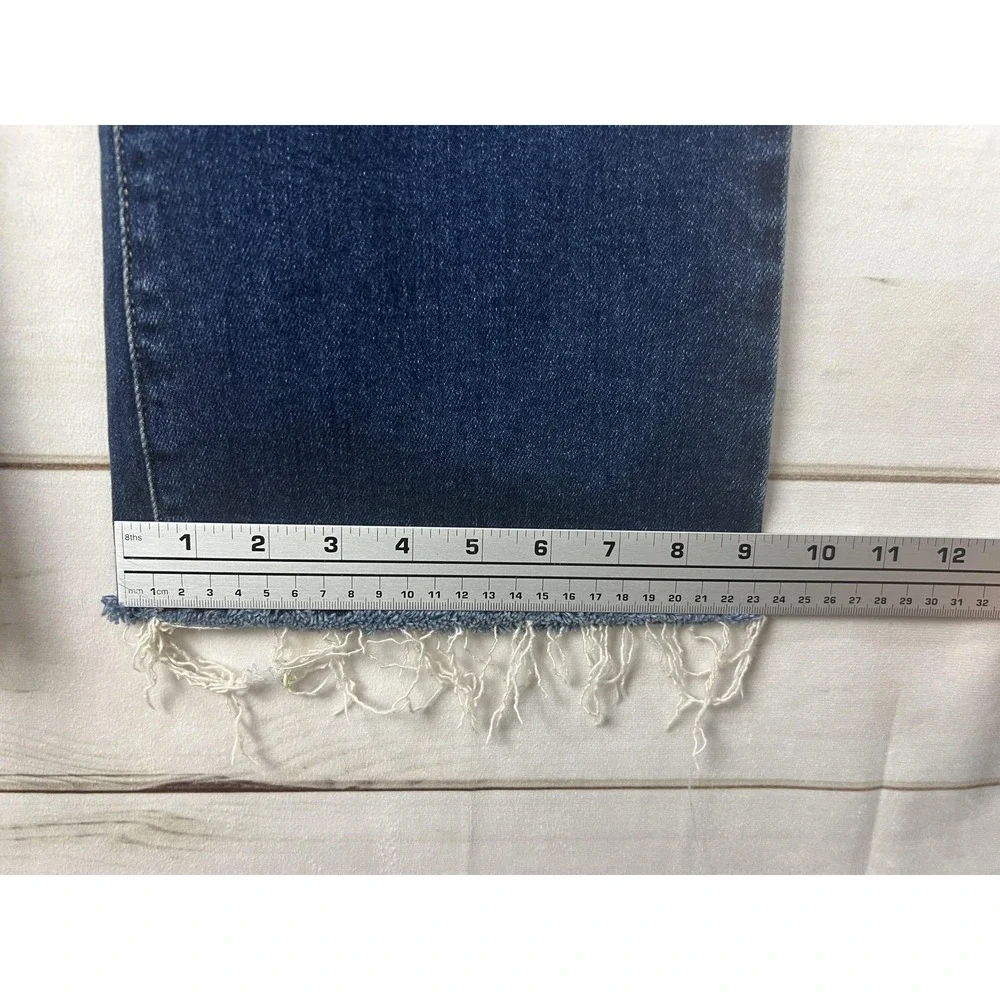 Carly Jean Los Angeles Kate Cropped Flare Jeans Womens 11 Blue Raw Hem Stretch - Picture 10 of 10